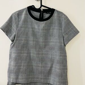 Zara Black and Gray Checkered Blouse